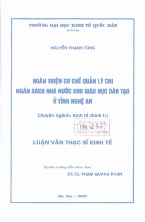 Hoàn thiện cơ chế quản lý chi ngân sách nhà nước cho