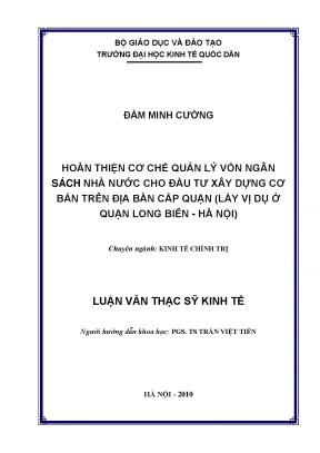 Cải Tiến Cơ Chế Quản Lý Vốn Ngân Sách Nhà Nước Đầu Tư