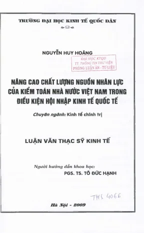 Nâng cao chất lượng nguồn nhân lực của Kiểm toán Nhà