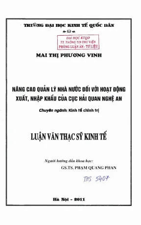Nâng Cao Quản Lý Nhà Nước Đối Với Hoạt Động Xuất Nhập