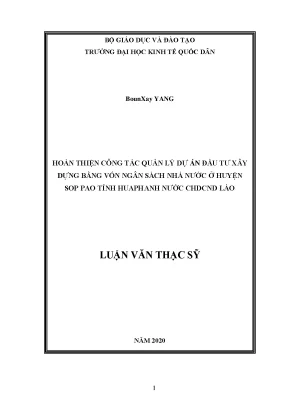 Cải Thiện Quản Lý Dự Án Đầu Tư Xây Dựng Tại Huyện Sop