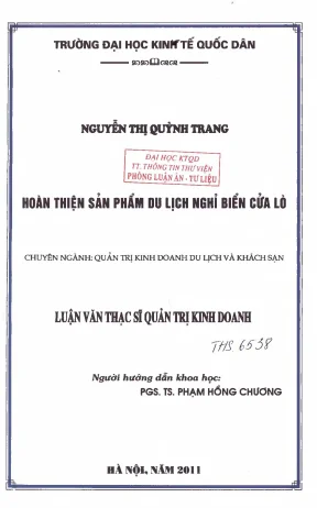 Hoàn thiện sản phẩm du lịch nghỉ biển tại Cửa Lò