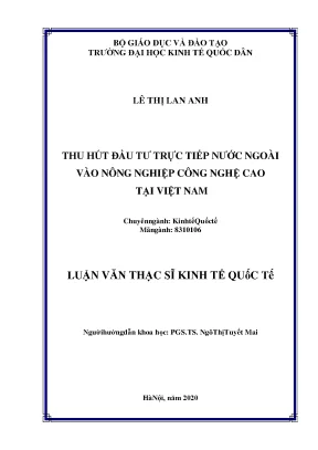 Thu Hút Đầu Tư Nước Ngoài Vào Nông Nghiệp Công Nghệ Cao