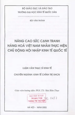 Nâng Cao Sức Cạnh Tranh Hàng Hóa Việt Nam Trong Thời Kỳ 
