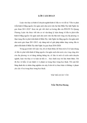 Đầu Tư Phát Triển Kinh Tế Tại Miền Tây Nghệ An Giai Đoạn 