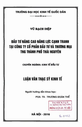 Nâng cao năng lực cạnh tranh tại TNG Thái Nguyên: Chiến