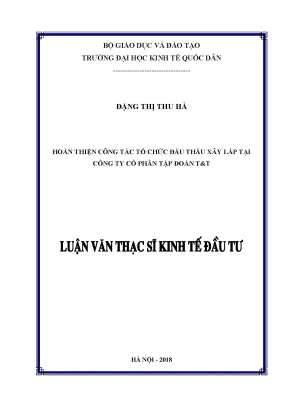 Hoàn Thiện Công Tác Tổ Chức Đấu Thầu Xây Lắp Tại Công Ty