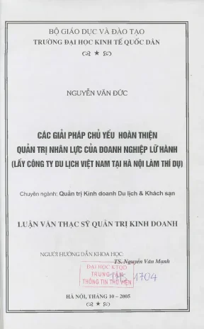 Giải Pháp Hoàn Thiện Quản Trị Nhân Lực Trong Ngành Du 