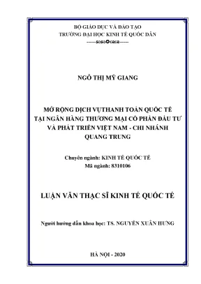 Mở Rộng Dịch Vụ Thanh Toán Quốc Tế Tại Ngân Hàng Thương