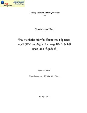 Nâng cao thu hút đầu tư trực tiếp nước ngoài vào Ngh An