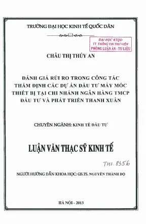 Đánh Giá Rủi Ro Trong Công Tác Thẩm Định Dự Án Đầu Tư
