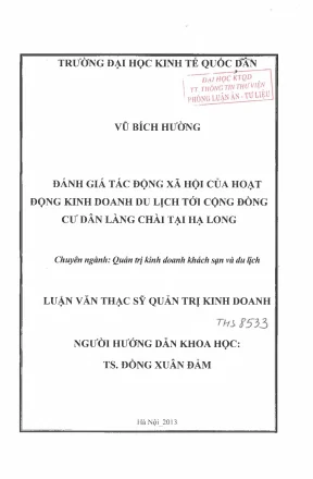 Đánh Giá Tác Động Kinh Doanh Du Lịch Đến Cộng Đồng Dân
