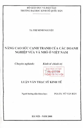 Nâng Cao Sức Cạnh Tranh Của Doanh Nghiệp Vừa Và Nhỏ Tại