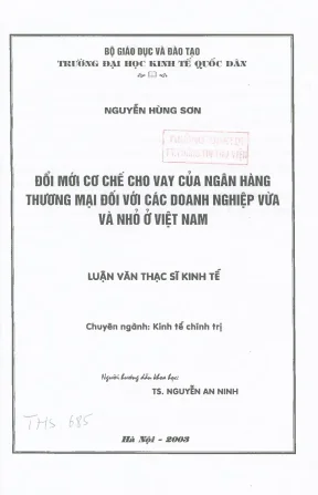 Cơ Chế Cho Vay Ngân Hàng Thương Mại Đối Với Doanh Nghiệp