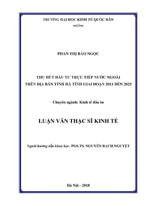 Thu Hút Đầu Tư Trực Tiếp Nước Ngoài Tại Tỉnh Hà Tĩnh