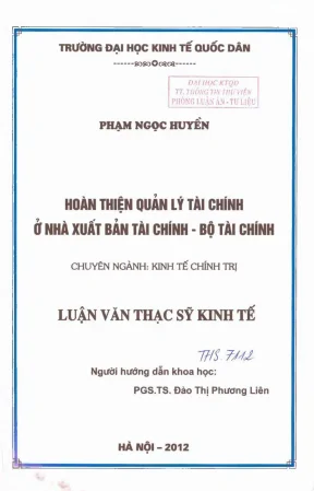 Hoàn thiện quản lý tài chính tại Nhà xuất bản Tài chính