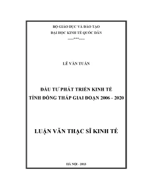 Đầu Tư Phát Triển Kinh Tế Tỉnh Đồng Tháp Giai Đoạn 2006