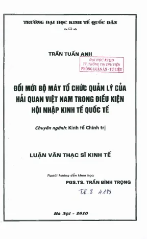 Cải Cách Bộ Máy Tổ Chức Quản Lý Hải Quan Việt Nam Trong