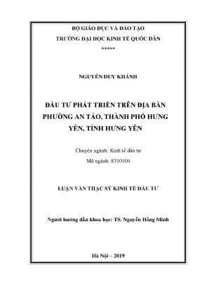 Nâng Cao Hiệu Quả Đầu Tư Phát Triển Tại Phường An Tảo,