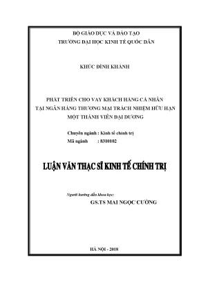 Phát Triển Cho Vay Khách Hàng Cá Nhân Tại Ngân Hàng