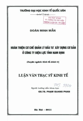 Hoàn thiện cơ chế quản lý đầu tư xây dựng cơ bản tại