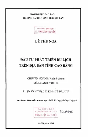 Đầu Tư Phát Triển Du Lịch Tại Tỉnh Cao Bằng: Nghiên Cứu
