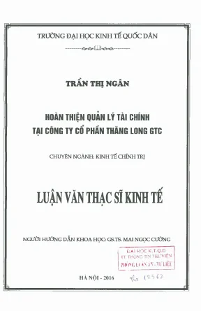 Hoàn thiện quản lý tài chính tại Công ty Cổ phần Thăng