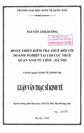 Hoàn thiện kiểm tra thuế đối với doanh nghiệp tại Chi
