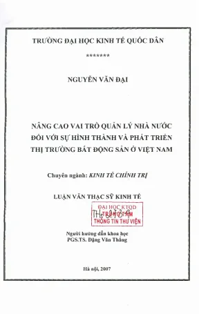 Nâng Cao Vai Trò Quản Lý Nhà Nước Trong Phát Triển Thị