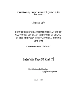 Cải Thiện Công Tác Thẩm Định Dự Án Đầu Tư Vay Vốn Cho