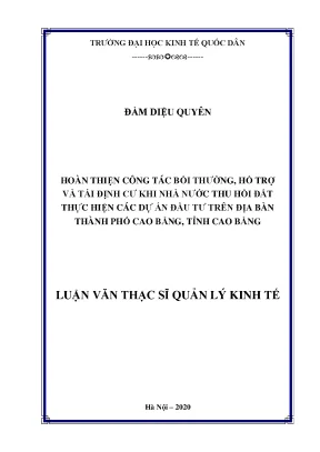 Hoàn thiện công tác bồi thường và tái định cư tại Cao Bằng