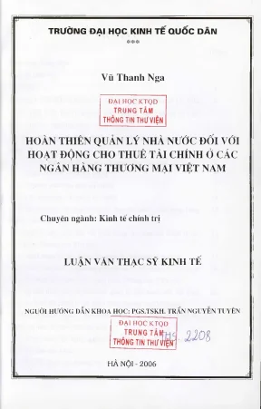 Hoàn thiện quản lý nhà nước đối với hoạt động cho thuê