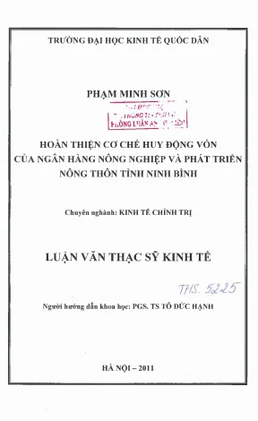 Hoàn thiện cơ chế huy động vốn của ngân hàng nông nghiệp