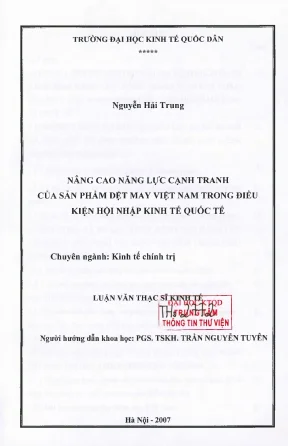 Nâng Cao Năng Lực Cạnh Tranh Sản Phẩm Dệt May Việt Nam