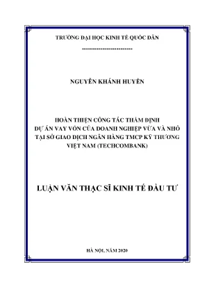 Công Tác Thẩm Định Dự Án Vay Vốn Doanh Nghiệp Vừa Và Nhỏ