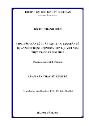 Quản Lý Dự Án Đầu Tư Ngành Nhiệt Điện Tại Việt Nam: Thực