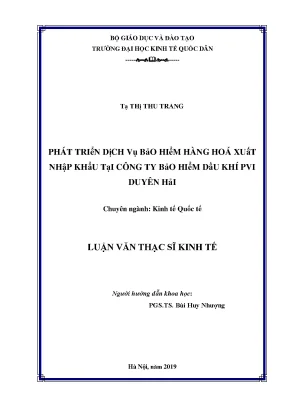 Phát Triển Dịch Vụ Bảo Hiểm Hàng Hóa Xuất Nhập Khẩu Tại