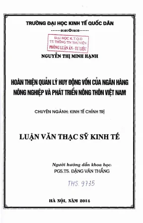 Hoàn thiện quản lý huy động vốn tại Ngân hàng Nông