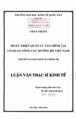 Hoàn thiện quản lý tài chính tại cơ quan Tổng cục Đường