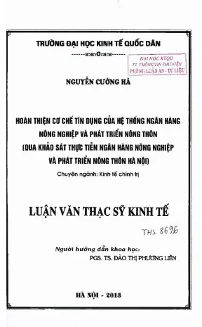 Hoàn thiện cơ chế tín dụng của Agribank Việt Nam trong