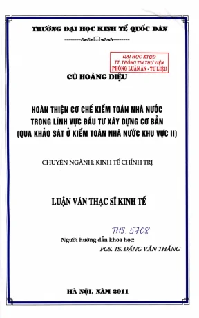 Hoàn thiện cơ chế kiểm toán nhà nước trong lĩnh vực đầu
