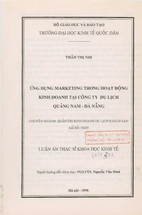 Ứng Dụng Marketing Trong Kinh Doanh Du Lịch Tại Quảng 