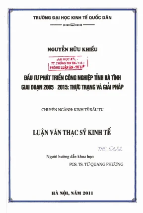 Phát Triển Công Nghiệp Tỉnh Hà Tĩnh Giai Đoạn 2005-2015: