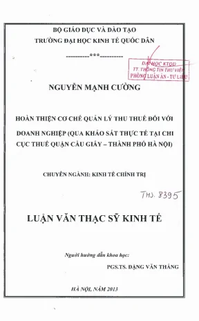 Hoàn thiện cơ chế quản lý thuế doanh nghiệp tại Chi cục