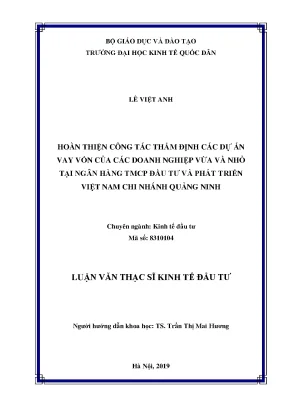 Cải Tiến Công Tác Thẩm Định Dự Án Vay Vốn Cho Doanh
