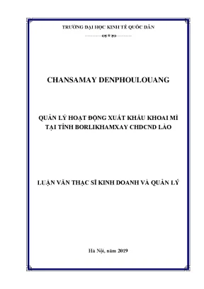 Quản Lý Xuất Khẩu Khoai Mì Tại Tỉnh Borlikhamxay, CHDCND Lào