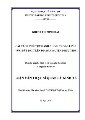 Cải Cách Thủ Tục Hành Chính Đất Đai Tại Huyện Phúc Thọ