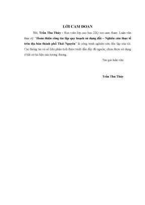Hoàn thiện quy hoạch sử dụng đất tại thành phố Thái Nguyên