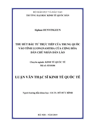 Thu Hút Đầu Tư Trực Tiếp Của Trung Quốc Vào Tỉnh