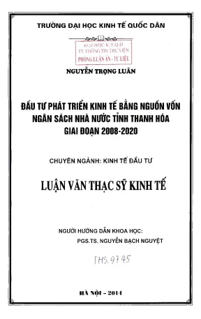 Đầu Tư Phát Triển Kinh Tế Tỉnh Thanh Hóa Giai Đoạn 2008-2020